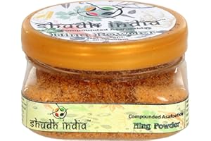 Shudh India Asafoetida (Hing) Powder, 100% Pure, Salt Free, No Added Preservatives, Aromatic & Natural, Ground Asafetida for Cooking, Vegan, Non-GMO, 1.44oz, Asafetida Indian Spice, Best Onion Garlic Substitute