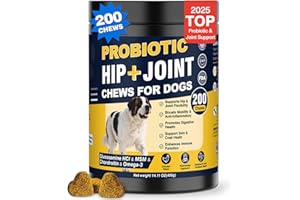NHWHDJH Hip and Joint Supplement for Dogs Dog Probiotics Glucosamine Chondroitin MSM Chew for Dog Arthritis Pain Relief Extend Joint Care, Probiotic for Digestive/Gut Health for Large/Small/Senior Breed Dogs