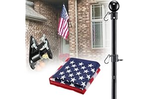 DONSAIL Black Flag Pole Kit, Garden Flag Pole with Holder and 3x5 Embroidered American Flag for Outside House Truck Porch Outdoor, 5 foot