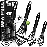 Walfos Whisk Silicone Whisks set, Non Scatch Coated