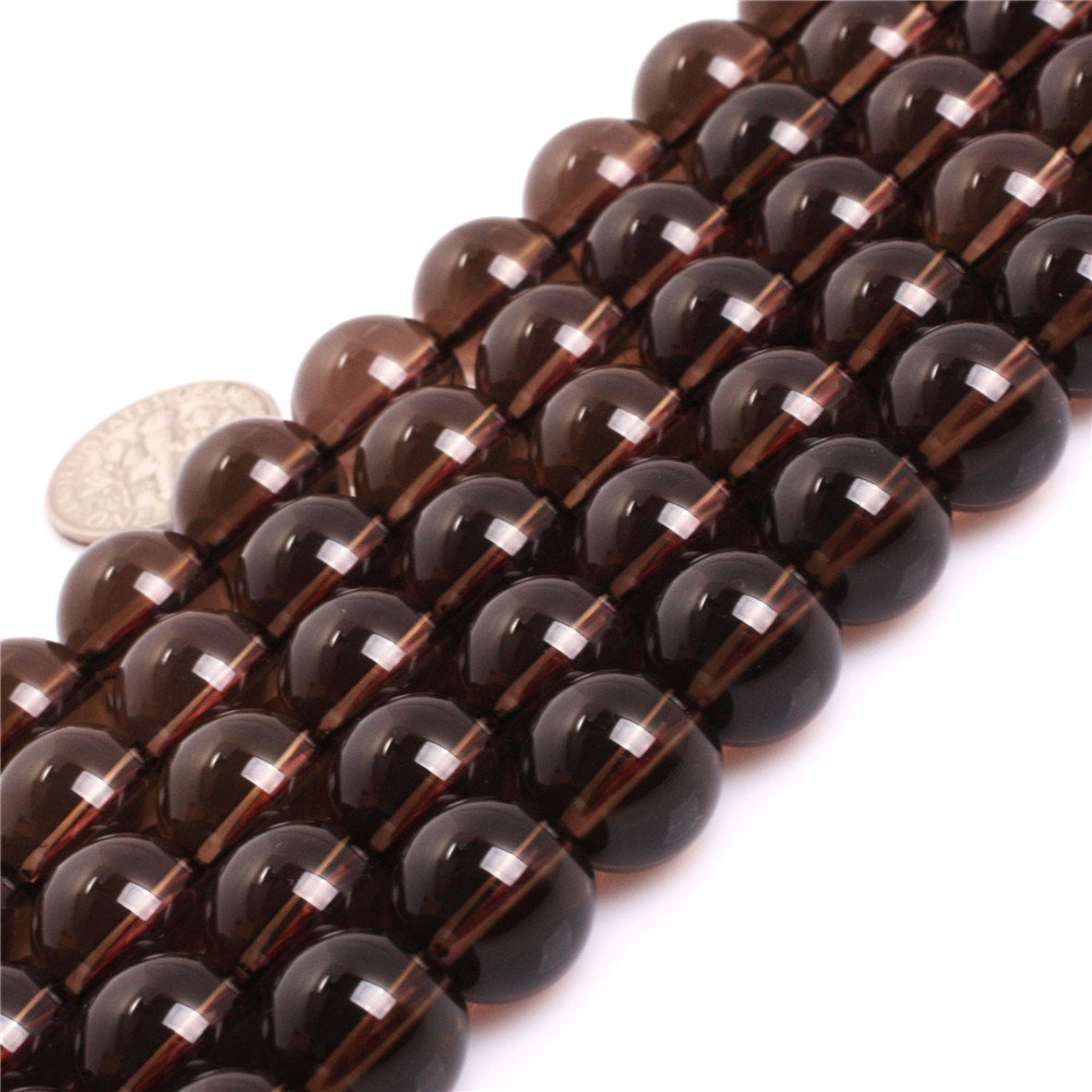 AAA Natural Round Smoky Quartz Beads for Jewellery Making 15'' (12MM/Smooth)