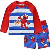 Sesame Street Elmo Baby Boys UPF 50+ Rash Guard and Swim Trunks for Infant and Toddlers