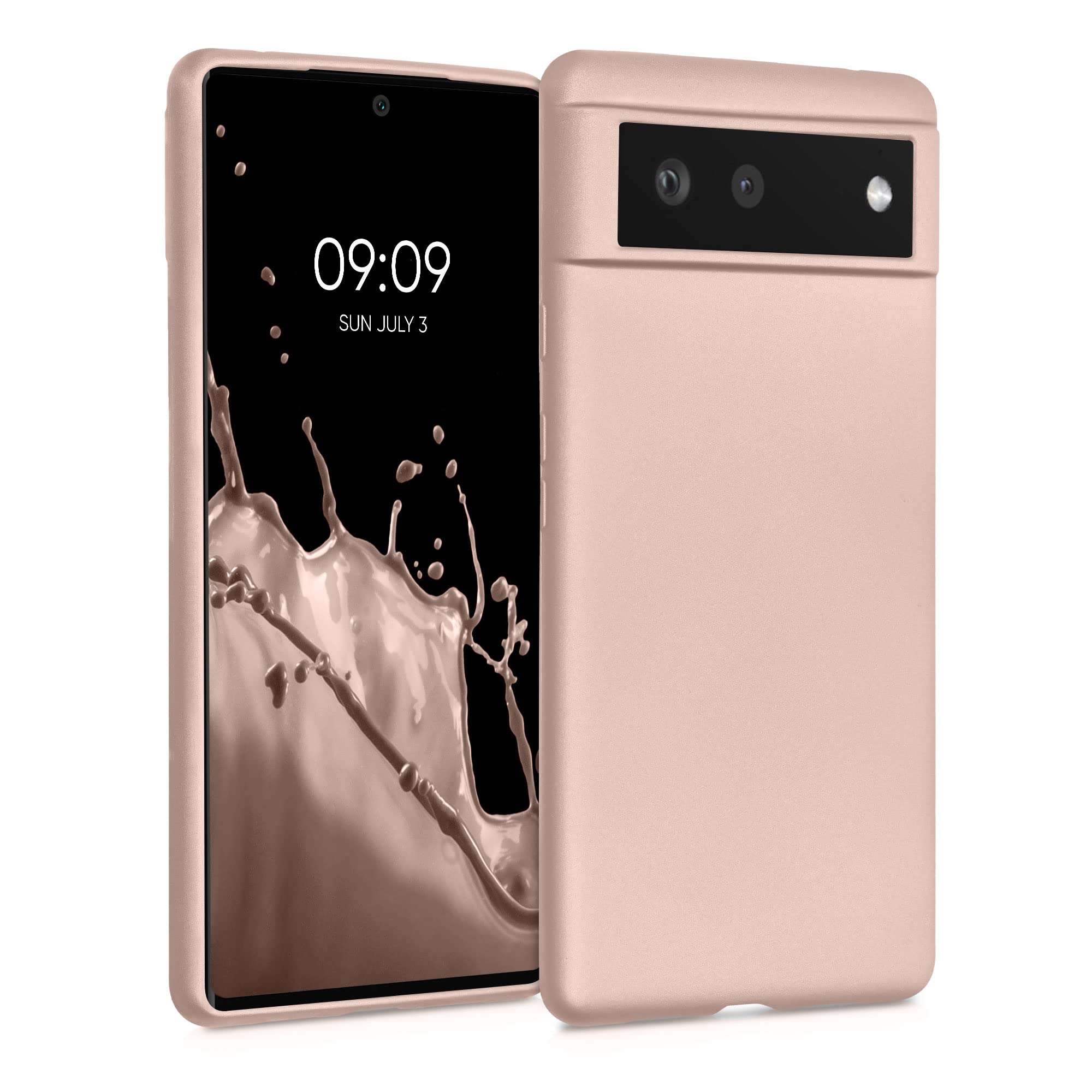 kwmobile Case for Google Pixel 6 Case - Soft Slim Metallic TPU Silicone Cover - Metallic Rose Gold โ image 1
