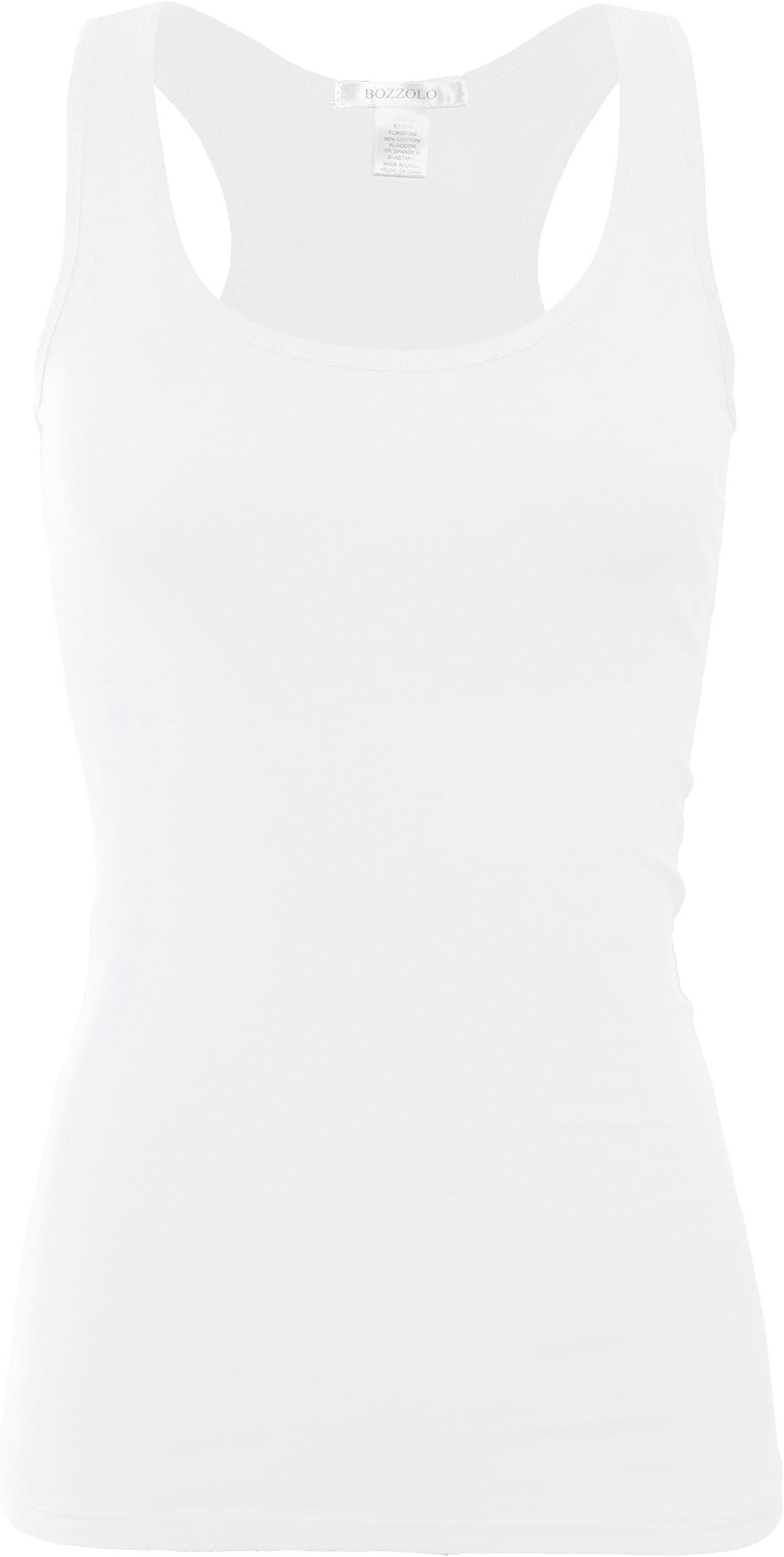 Bozzolo Women's Basic Cotton Spandex Racerback Solid Plain Fitted Tank Top