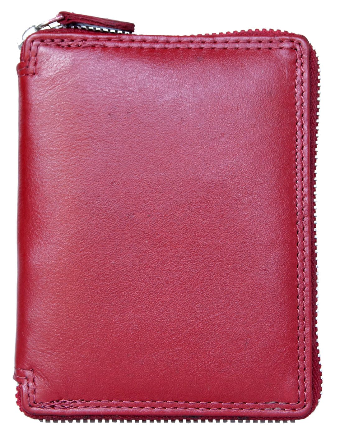 Kabana Dark Red Genuine Leather Zip-around Wallet