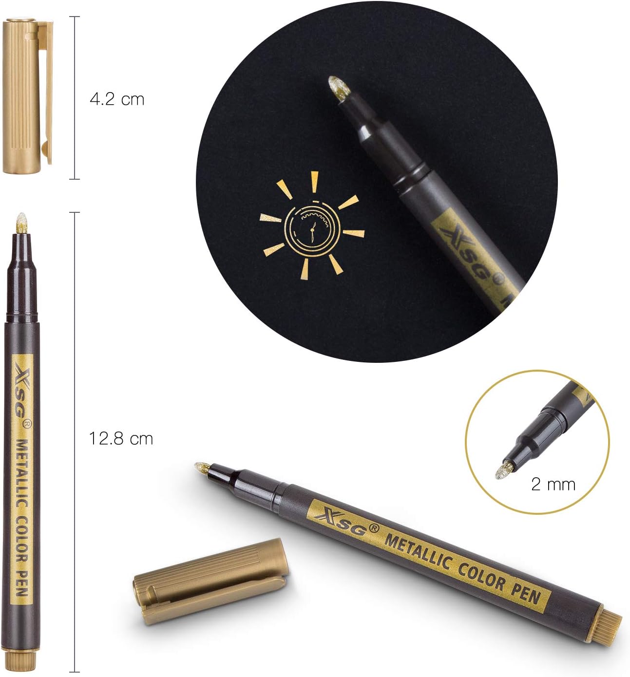 ABEIER Metallic Permanent Marker Pens, XSG Set of 20 Colors Fine Point Metallic Paint Markers for Black Paper,Rock Painting - Image 4