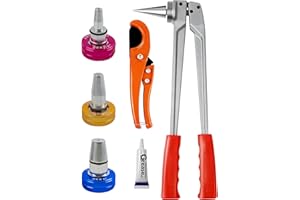AMZCNC PEX Pipe Expansion Tool Kit Manual Expander Tool Kit ASTM F1960 Standard PEX Expansion Tool Kit with 1/2", 3/4", and 1" Expansion Heads for PEX-a Piping - Includes Pipe Cutting Tool