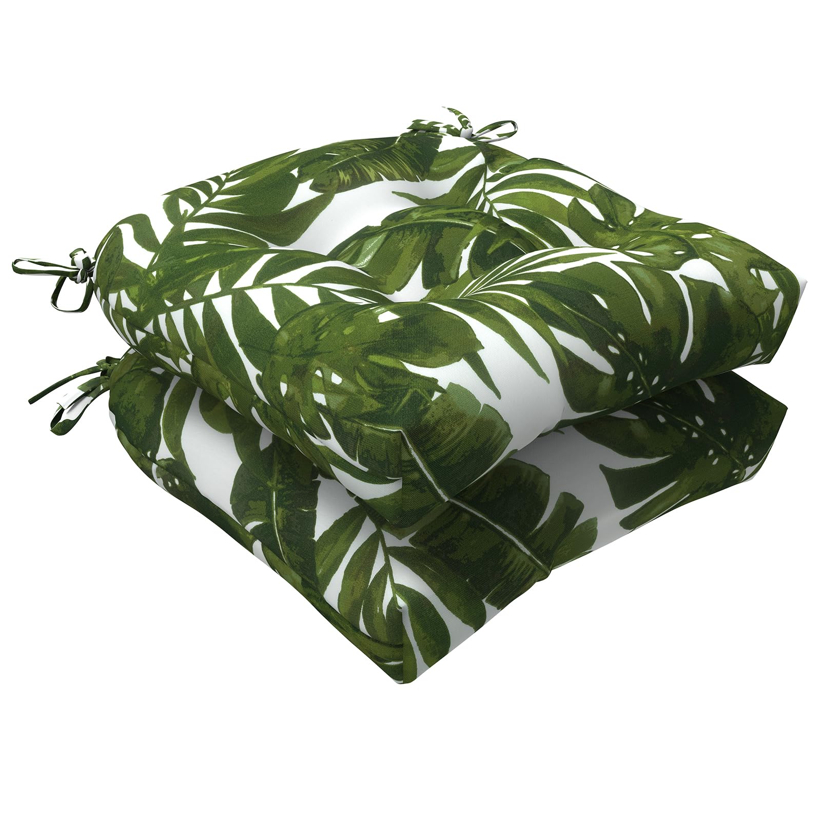 Photo 1 of LVTXIII Outdoor U-Shaped Wicker Seat Cushion, Decorative Tufted Chair Pads Fluffy Seat Cushion Sets for Patio Garden Home Office Furniture, 19”x19”x4”, 2 Pack, Palm Green