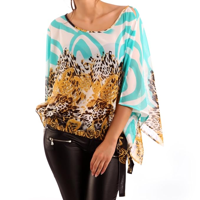 Young-Fashion Damen Oversize Shirt Chiffon Bluse Hippie Shirt