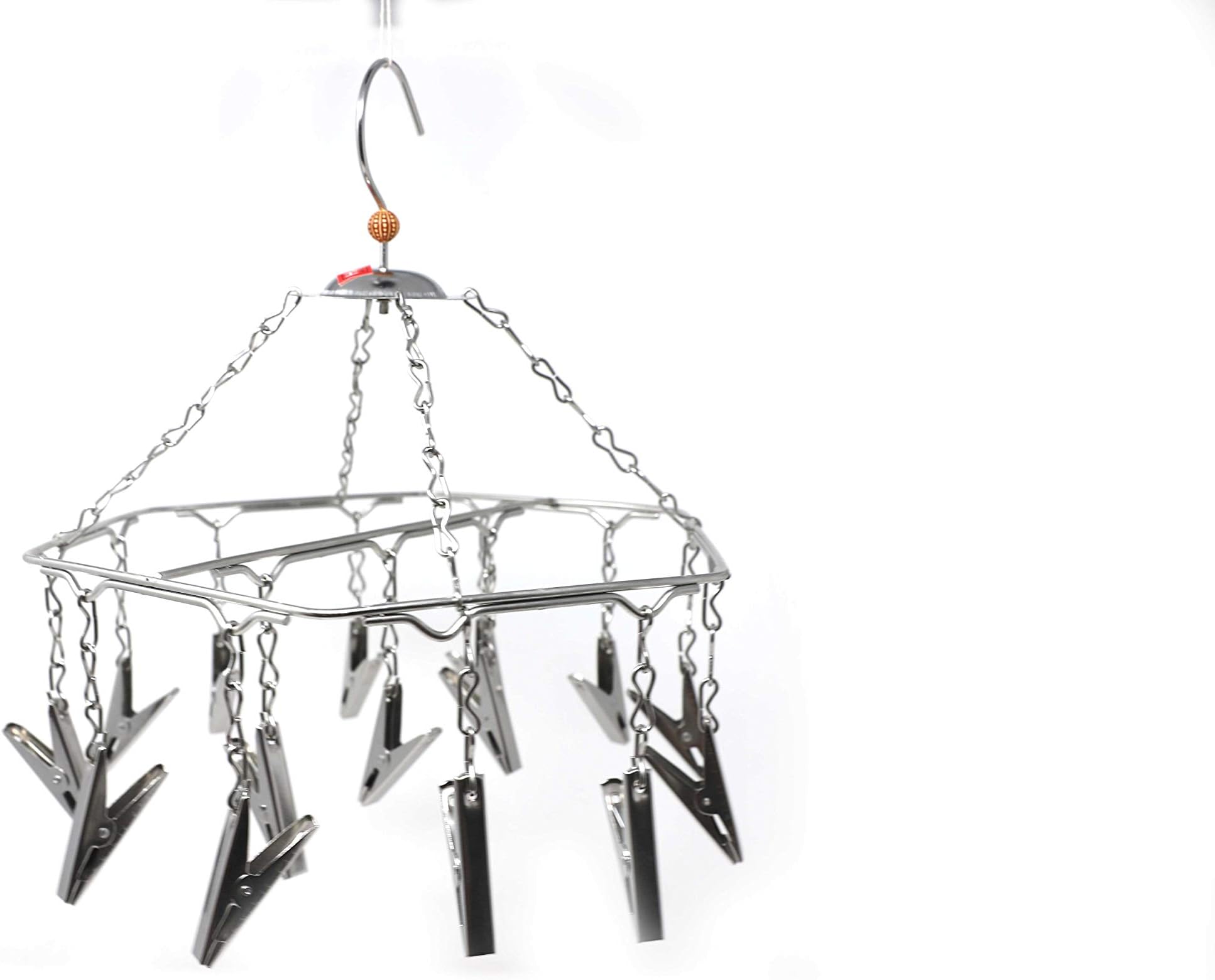 HAZEL Cloth Hanger Stainless Steel With 15 Clips, 23 X 23 X 4 Centimeters