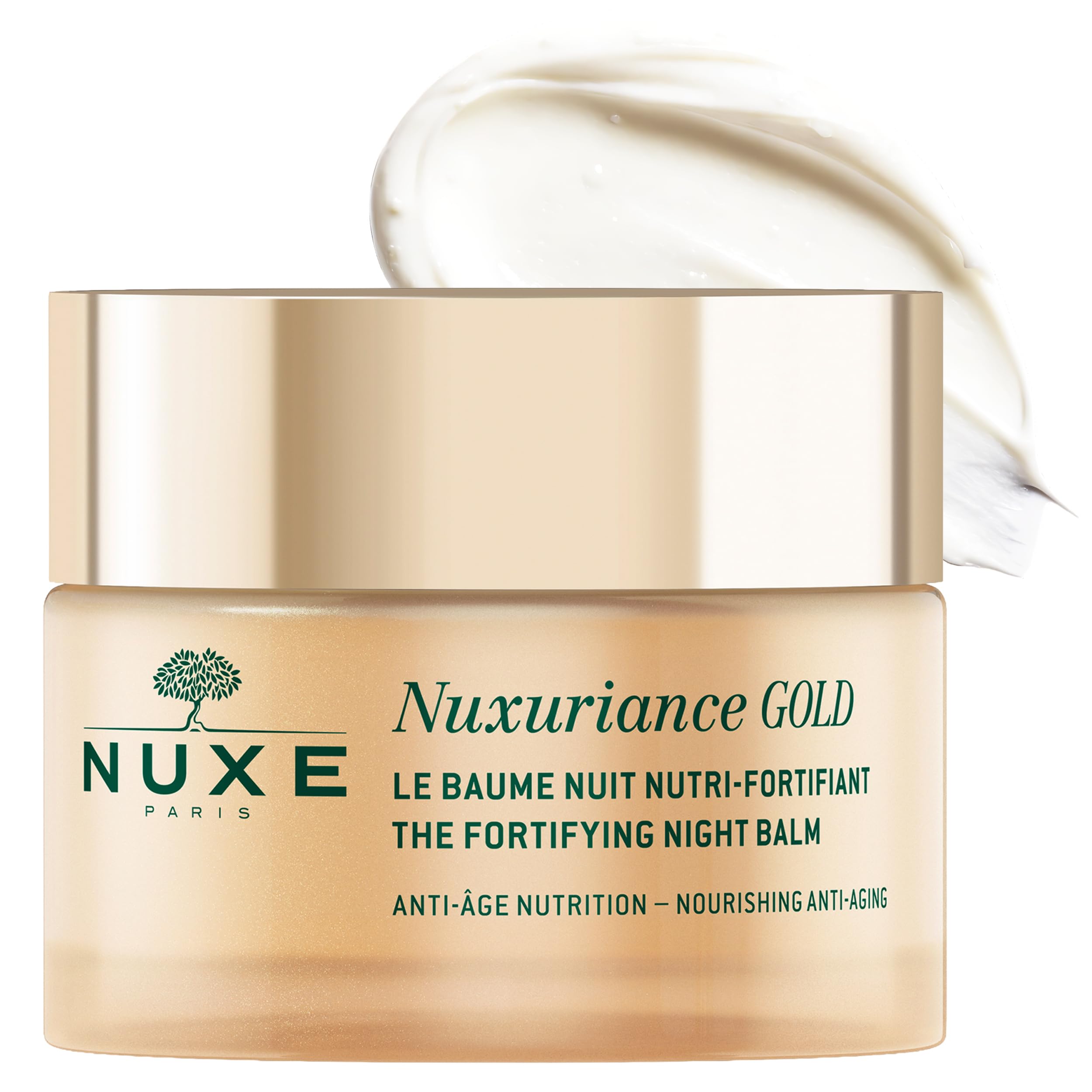 Nuxe Nuxuriance Gold Night Balm 50ml, Anti-Ageing Night Cream for Dry Mature Skin, With Saffron & Bougainvillea Bi-Floral Cells, Porcelain Rose Extract, Restores Radiance & Reduces Signs of Fatigue