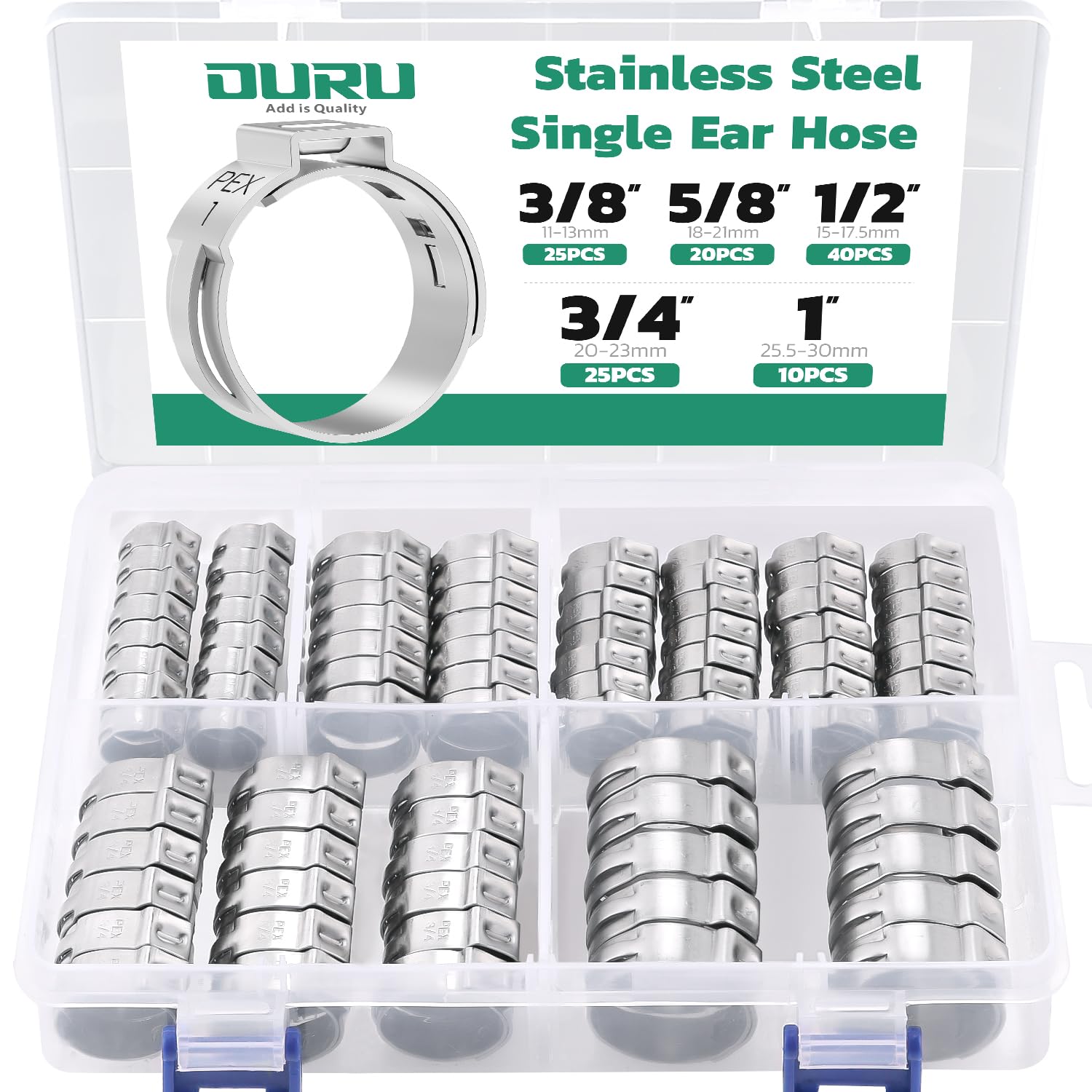 Pex Fittings EFIELD 50-Pack Stainless Steel Pex Clamp Rings - 1/2 Inch Pipe Connectors For Secure Plumbing Pipe Cutter