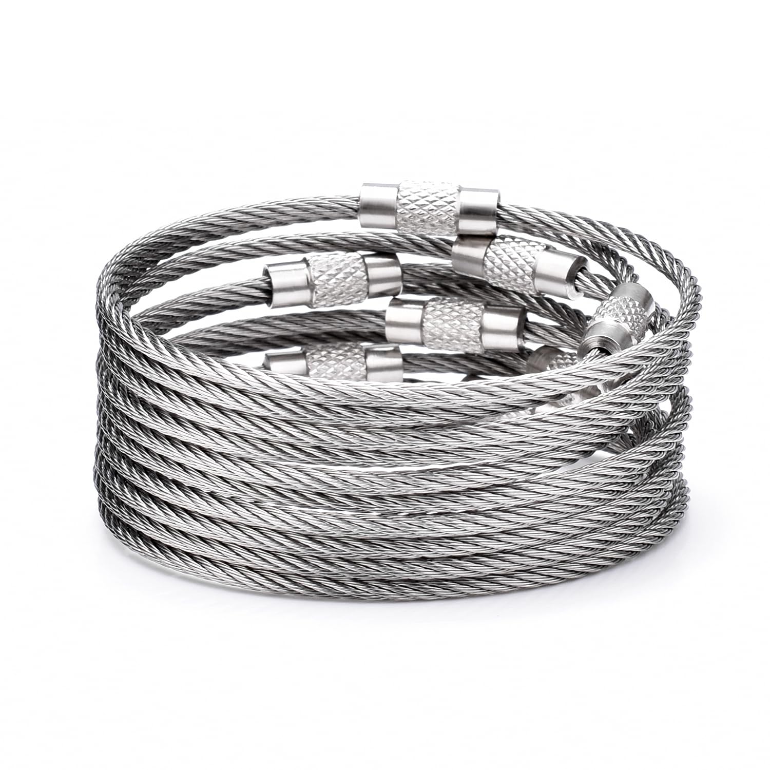 25 Pack Wire Key Ring Large Cable Key Chain Rings 6