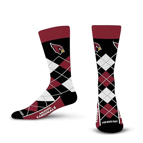 For Bare Feet NFL ARIZONA CARDINALS Argyle Remix Premium Dress Sock Team Color OSFM