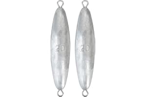 BLUEWING Torpedo Sinker Through Wire Fishing Weight Sinkers Saltwater Bullet Lead Fishing Sinkers Double Ringed One Piece Wire Trolling Sinker Weight 2oz-48oz