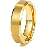 TRUMIUM 2mm 4mm 6mm 8mm 24k Gold Plated Tungsten Rings for Men Women Wedding Bands Matte Finish Beveled Edges Comfort Fit Size 4-13