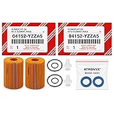 2 Pack Genuine 04152-YZZA5 Engine Oil Filter + ATRONYX 90430-12031 Drain Plug Washer Set &ndash; Compatible with Toyota 4Runner, Tundra, FJ Cruiser &amp; GS, IS, LS, RC Models and More.
