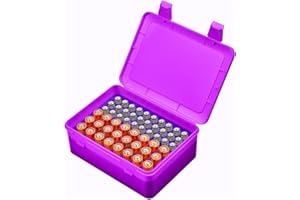 ALCYON Battery Organizer Storage Box, Garage Case Holder for 24* AA, 30* AAA Batteries (Bag Not Include Batteries Pack) (purple)