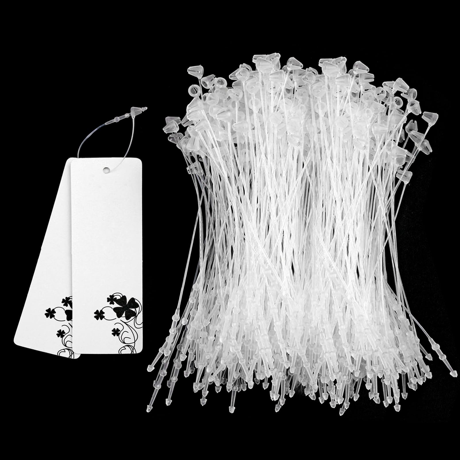iTYOOS 1000 Pcs Plastic Price Tag Fastener - Transparent White Snap Lock Security Tags Loop 13CM Pin