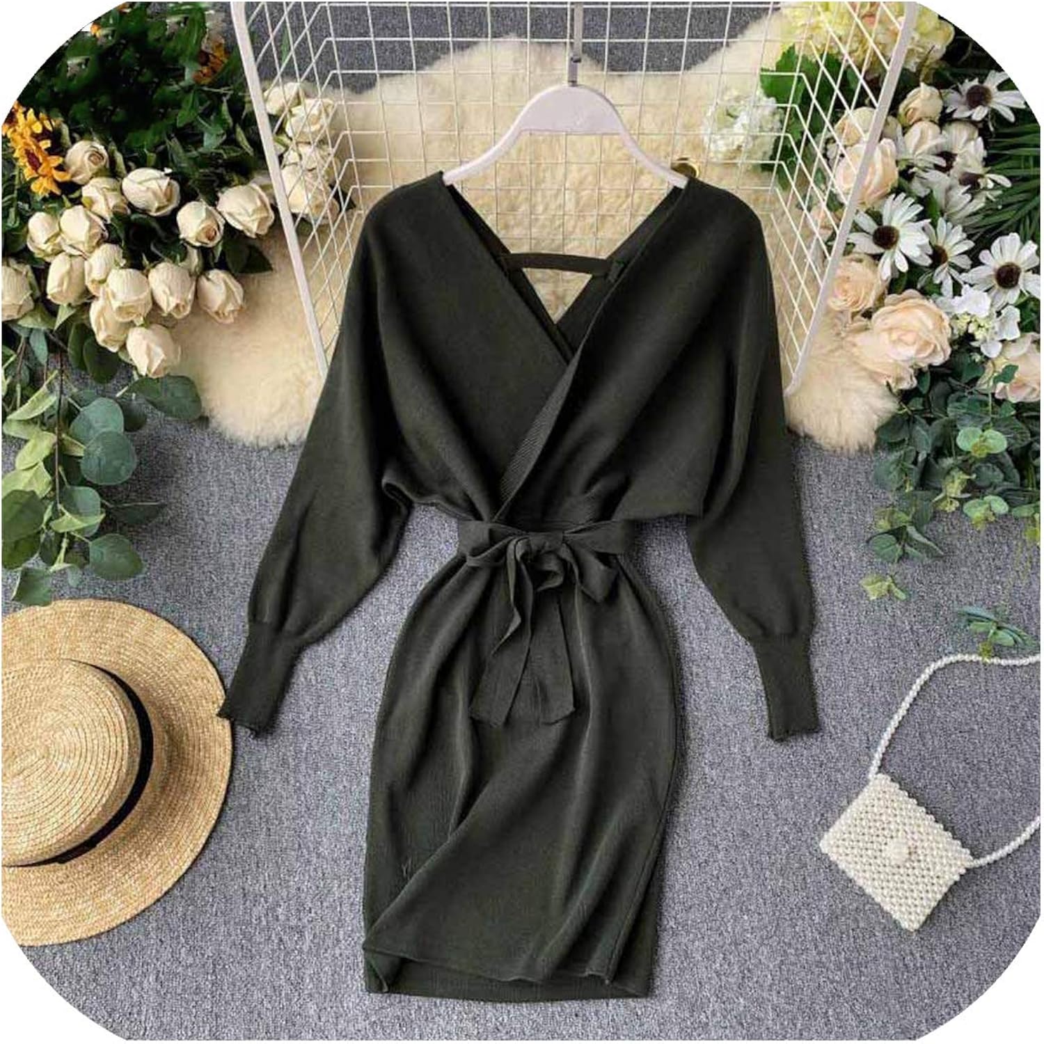 green sweater dress amazon