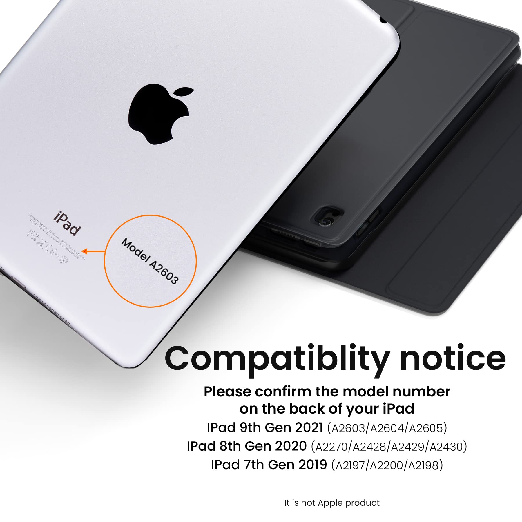 EVEO IPad Case With Keyboard 10.2'' IPad 9th Generation Case With