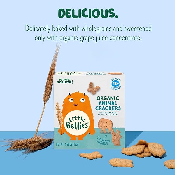 LITTLE BELLIES ORGANIC ANIMAL CRACKERS TODDLER SNACK, 4.58 OZ (PACK OF 5)