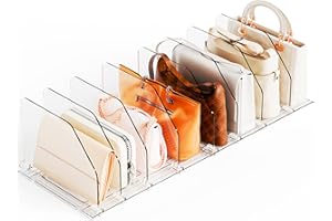 Yieach 2 Pack Acrylic Purse Organizer for Closet - Adjustable Purse Storage and Bag,Handbag Organizers,Clear Shelf Dividers for Closet Organization,Towel,Purse Divider & Display and Clutch Organizer