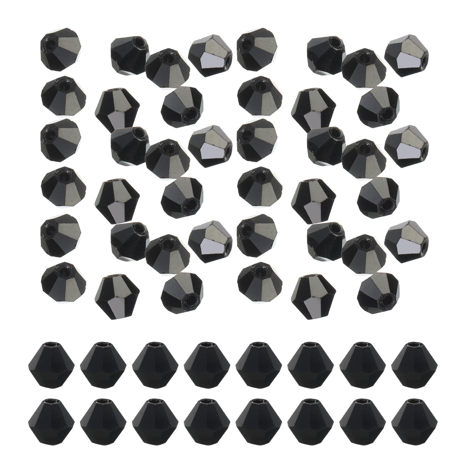 PATIKIL 6mm Bicone Glass Beads, 450 Pcs Small Faceted Bicone Crystal Beads Charm for Earring Bracelets Necklaces Rings Jewelry Making DIY, Black