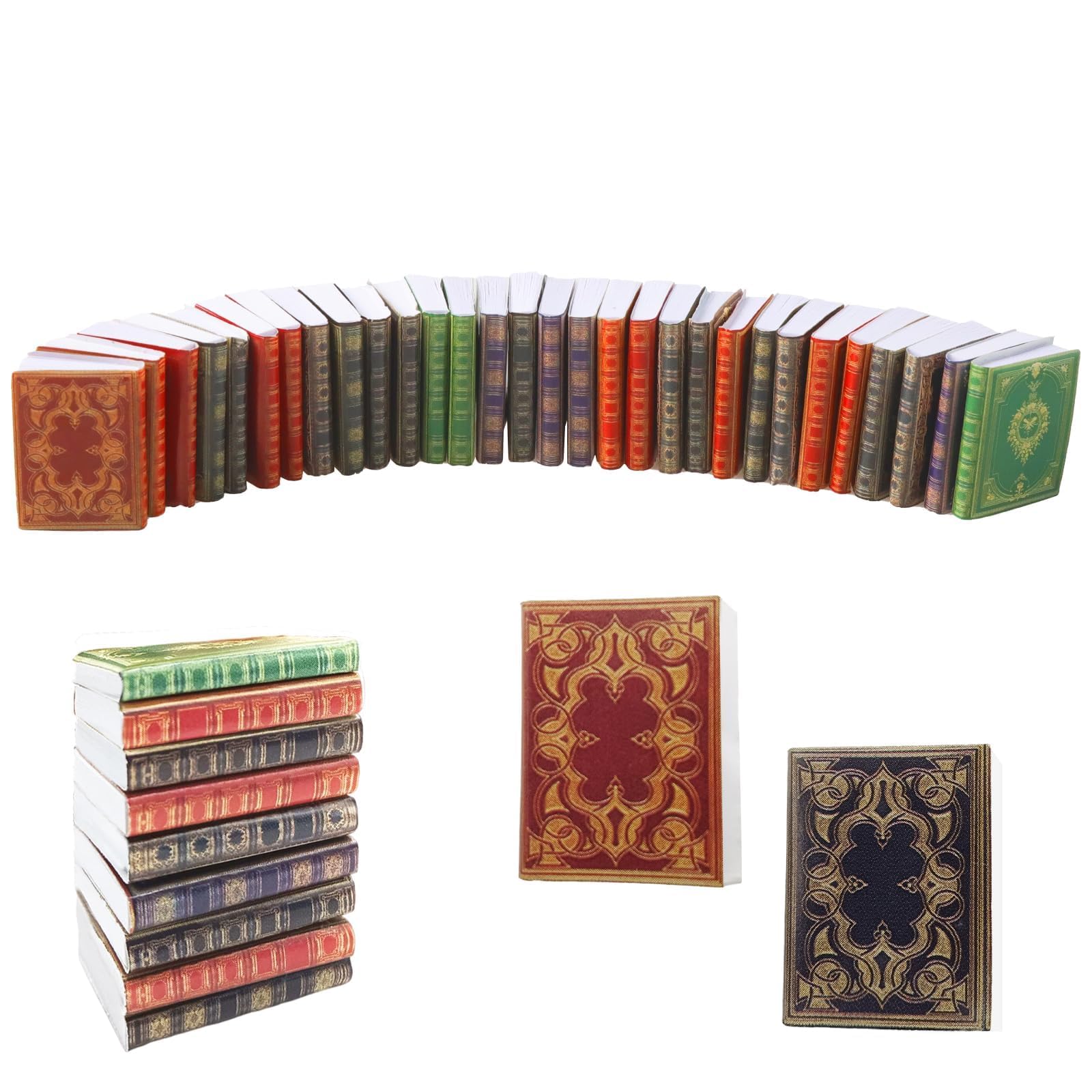 BLMHTWO 30 Pieces Miniature Books for Dolls House Miniatures 1/12 Scale Writable Page-Turnable Reusable Minature Books for Dolls Bedroom Study Room(Multi-Colored), 16x21x4mm (DY091-CFX-1)