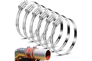 Hose Clamp Adjustable, 6 Pcs 4 Inch Stainless Steel Duct Clamp, Worm Drive Pipe Clamps for Air Ducting, Plumbing, Automotive,