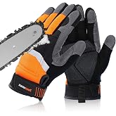 YARDMARIS Chainsaw Gloves, 12-Layer Chainsaw Protection on Left Hand, Touchscreen Safety Logging Gloves, Upgrade Microfiber