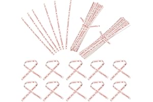 Luxshiny 2000pcs White Heart Printed Twist Ties for Snack Bags Food Bag Sealing Baking Treats Packaging