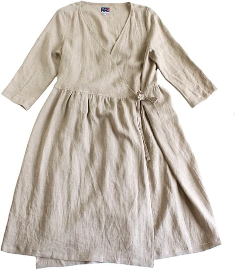 Amazon 波の音琉球 生成り リネン カシュクール ワンピース ワンピース チュニック 通販