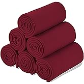Special SG Glory Fleece Throw Blanket Set Bulk for Travel Kids Outdoor Wedding Pet (Burgundy, Pack of 6 50x60 Inches)