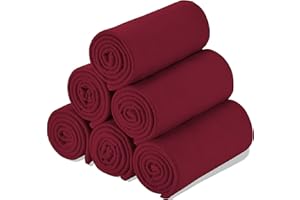 Special SG Glory Fleece Throw Blanket Set Bulk for Travel Kids Outdoor Wedding Pet (Burgundy, Pack of 6 50x60 Inches)