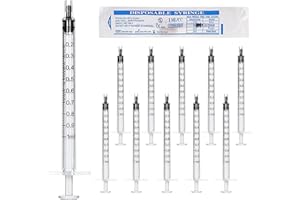 SOBIRDOS 10 Pcs 1ml Individually Packaged Plastic Syringe Feeders, Syringes Tools for Liquid,Hand Feeding Tool for Feeding Puppies or Kittens,Sterile and Individually Sealed,Liquid Measuring Syringe Tools (1ml)