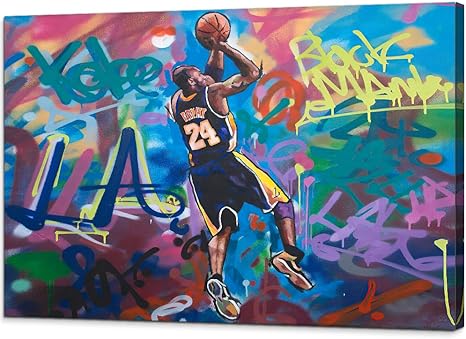 Amazon Kobe Bryant キャンバスグラフィティ ウォールアート 抽象画 Forever Mamba La 24 バスケットボール ホームデコレーション 写真絵画 喪のアートワーク リビングルーム ベッドルーム 装飾 フレーム入りポスター すぐに掛けられます 16インチ X 24インチ