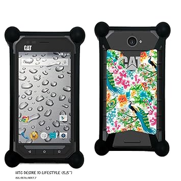 Case Industry Caterpillar CAT S30 - Tropical Pattern Avec paons et Fleurs Collection Pattern Skin- Kunstleder Case Lederoptik