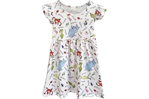 YUEJO Baby Girls Spring Summer Cat in The Hat Dress Girls Flutter Sleeve Boutique Dress