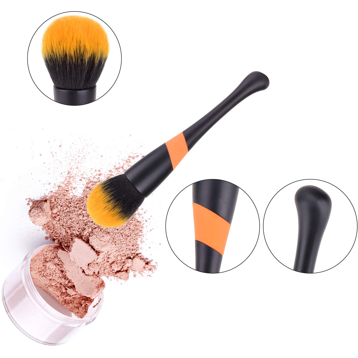 Super Large Mineral Powder Brush, Tailpa Soft Fluffy Foundation Brush, Kabuki Makeup Brush, Professional Powder Brush and Blush Brush for Daily Makeup (black): Beauty