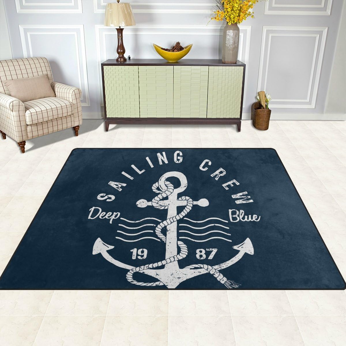 Amazon.de: DOSHINE Teppiche Matte Teppich, 4 " mit", Anker Meer Ozean