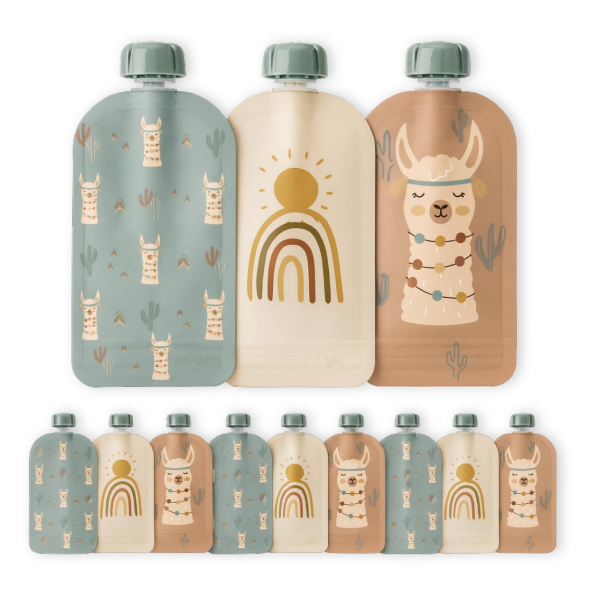 Photo 1 of Hippypotamus Reusable Baby Food Pouches for Toddlers - BPA Free Food Grade - Dishwasher & Freezer Safe - Baby Food Containers - Refillable Squeeze Pouch For Applesauce & Yogurt - 12 Pack (Llamas)
