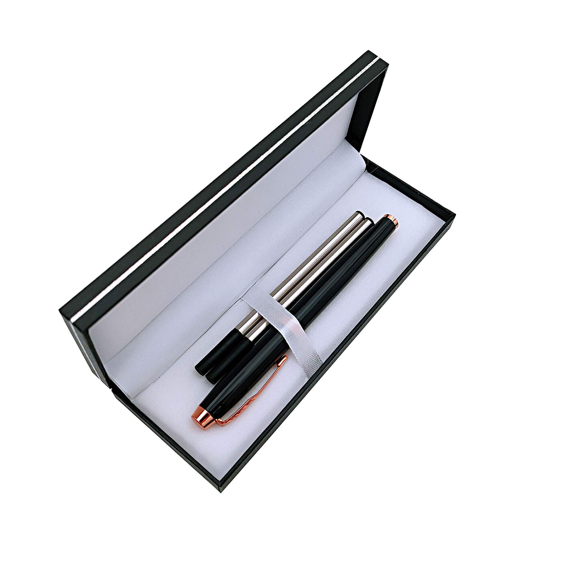 Accod Signature Pen Premium Metal Rollerball & Ballpoint Pen Creative Gift Pen with Two 0.5mm Black Replaceable Refills High-grade Pen Case Good Gift for Family Friends and Colleagues (Black)