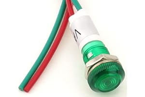 Yuco YC-9WRT-23G-120-10 Mini Indicator Light 9mm Fresnel Dome Cap Wire-Base Ring + Nut AC/DC Pack of 10 (Green, 120V)