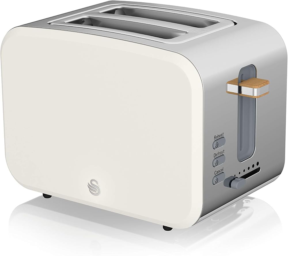 Swan Nordic 2 Slice Toaster 900W 6 Browning Levels Defrost Reheat White