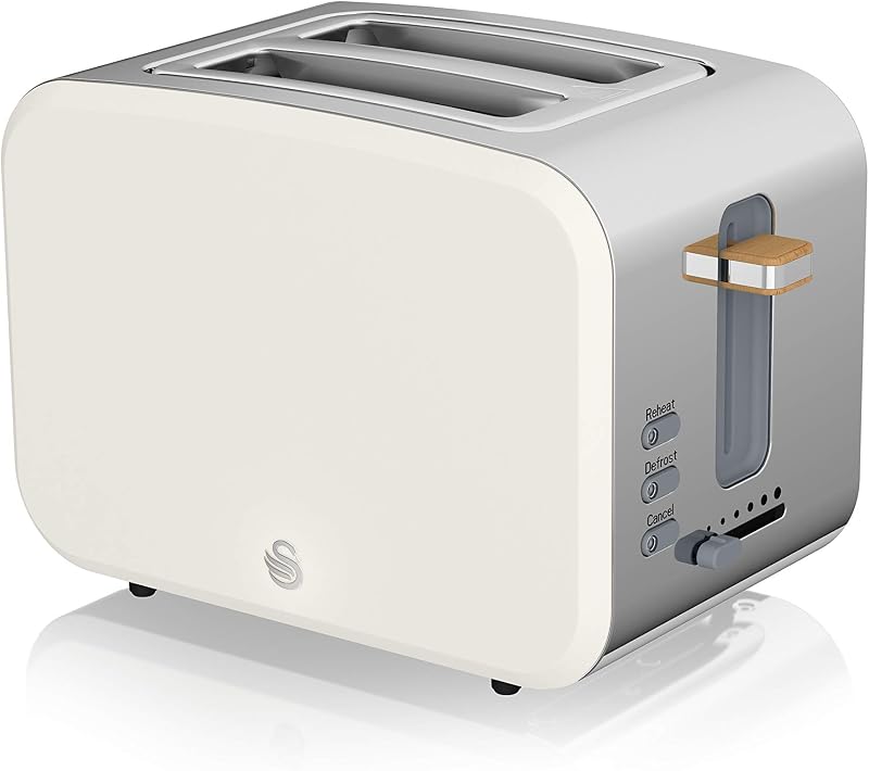 Swan Nordic 2 Slice Toaster 900W 6 Browning Levels Defrost Reheat White