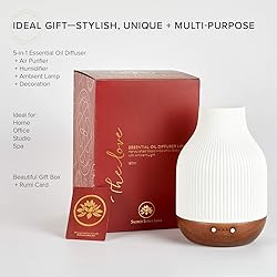 Essential Oil Diffuser Lamp, White Ceramic + Brown