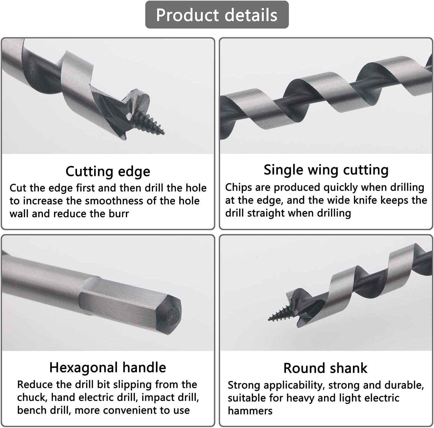 Rowiz 5PCS 16/18/20/22/25mm Wood Punching Drill Bit, Drilling Tools Dill Bit Set,Suitable for Wood Door Lock Drilling - Image 4