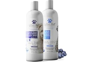 Lillian Ruff PRO Formula Berry Blue Brightening Dog Shampoo & Conditioner Set - Professional Show-Quality Whitening, Stain & Odor Eliminator, Hydrating Relief for Dry Skin, ProVitamin B5, USA Made