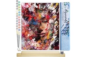 Figured'Art Paint by Numbers Kit for Adults Abstract Female Face 16"x20" - Craft Art Painting Rolled Canvas with DIY Wooden Frame